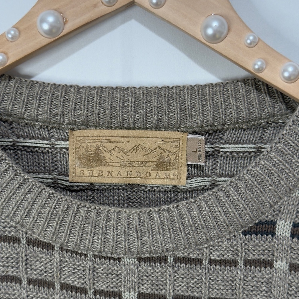 Vintage 90s Shenandoah Sweater, Grandma Sweater Brown Oversized Grandpa Crewneck - Picture 3 of 11